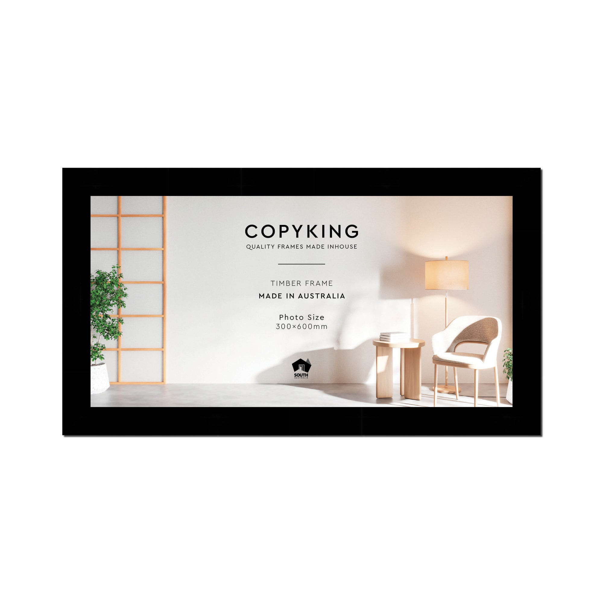 Black 40mm Wood Panoramic Photo Frame - 30cm x 60cm