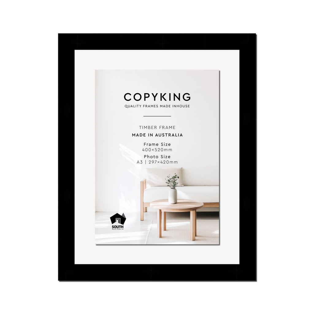 Black 40mm Wood Certificate Frame - 400mm x 520mm - 1 Certificates (A3)