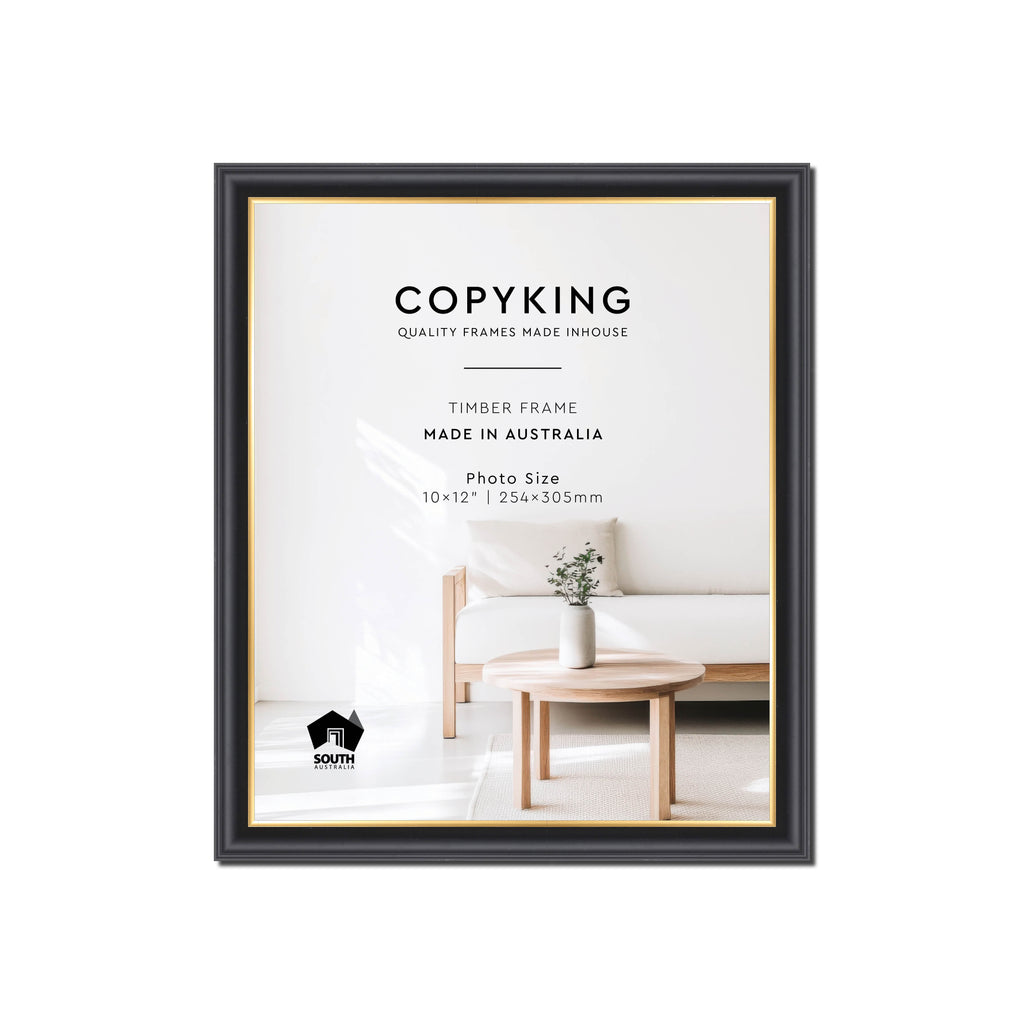 Black/Gold 20mm Wood Photo Frame - 10" x 12" (254mm x 305mm)
