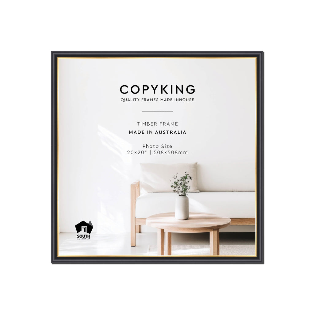 Black/Gold 20mm Wood Square Photo Frame - 20" x 20" (508mm x 508mm)