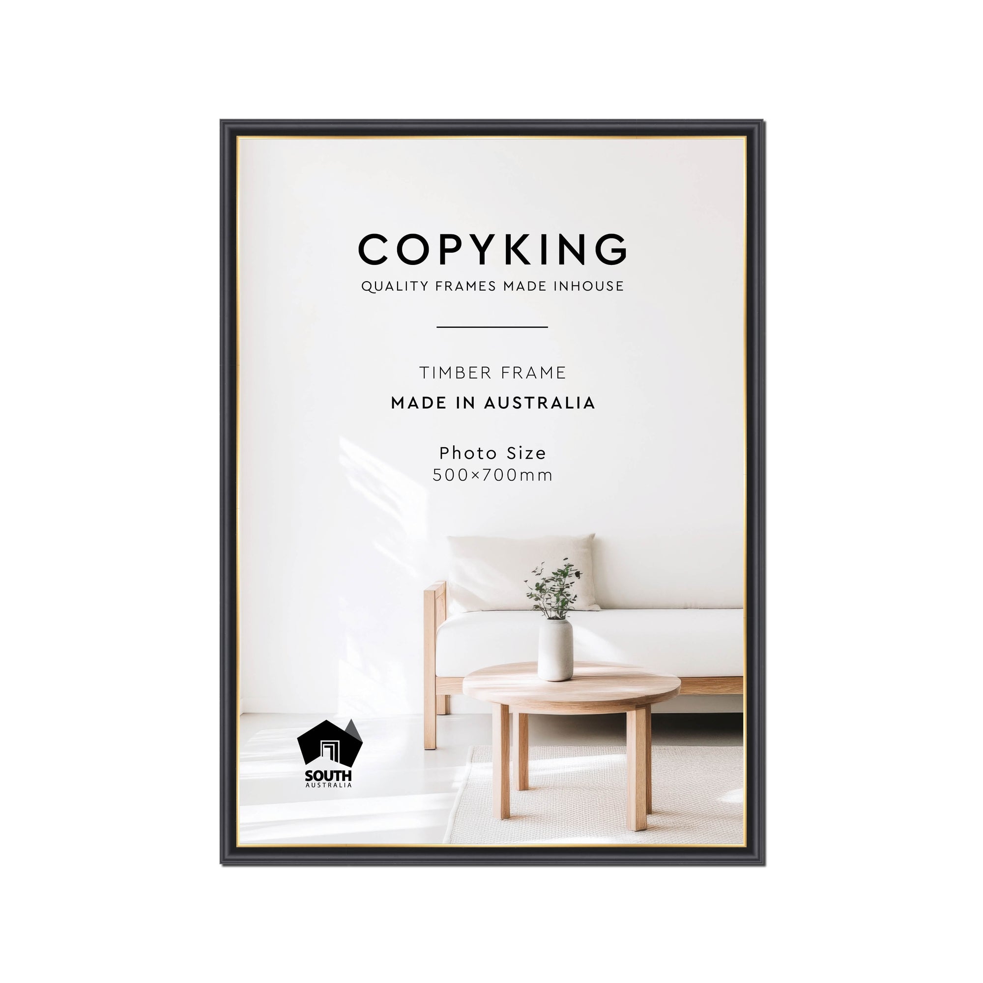 Black/Gold 20mm Wood Poster Frame - 50cm x 70cm