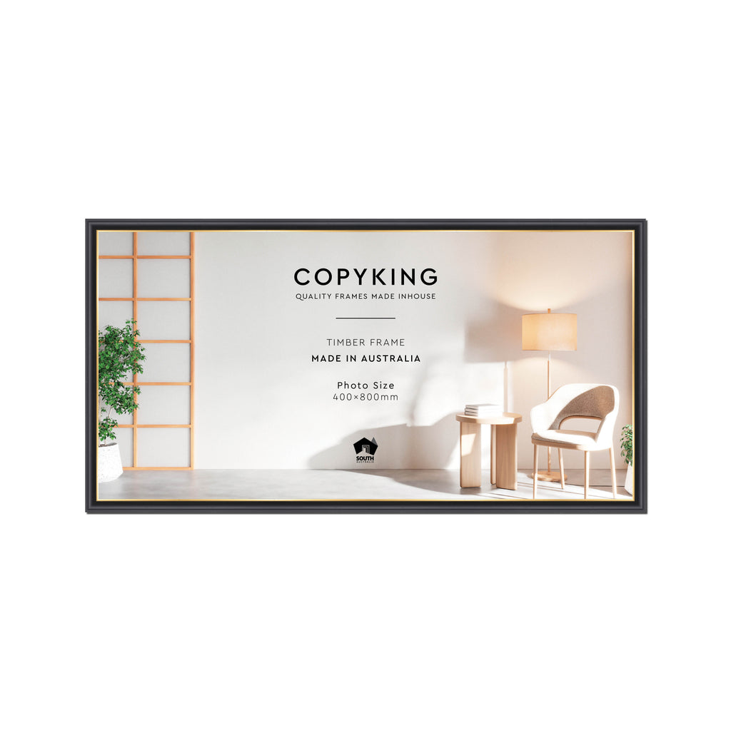 Black/Gold 20mm Wood Panoramic Photo Frame - 40cm x 80cm