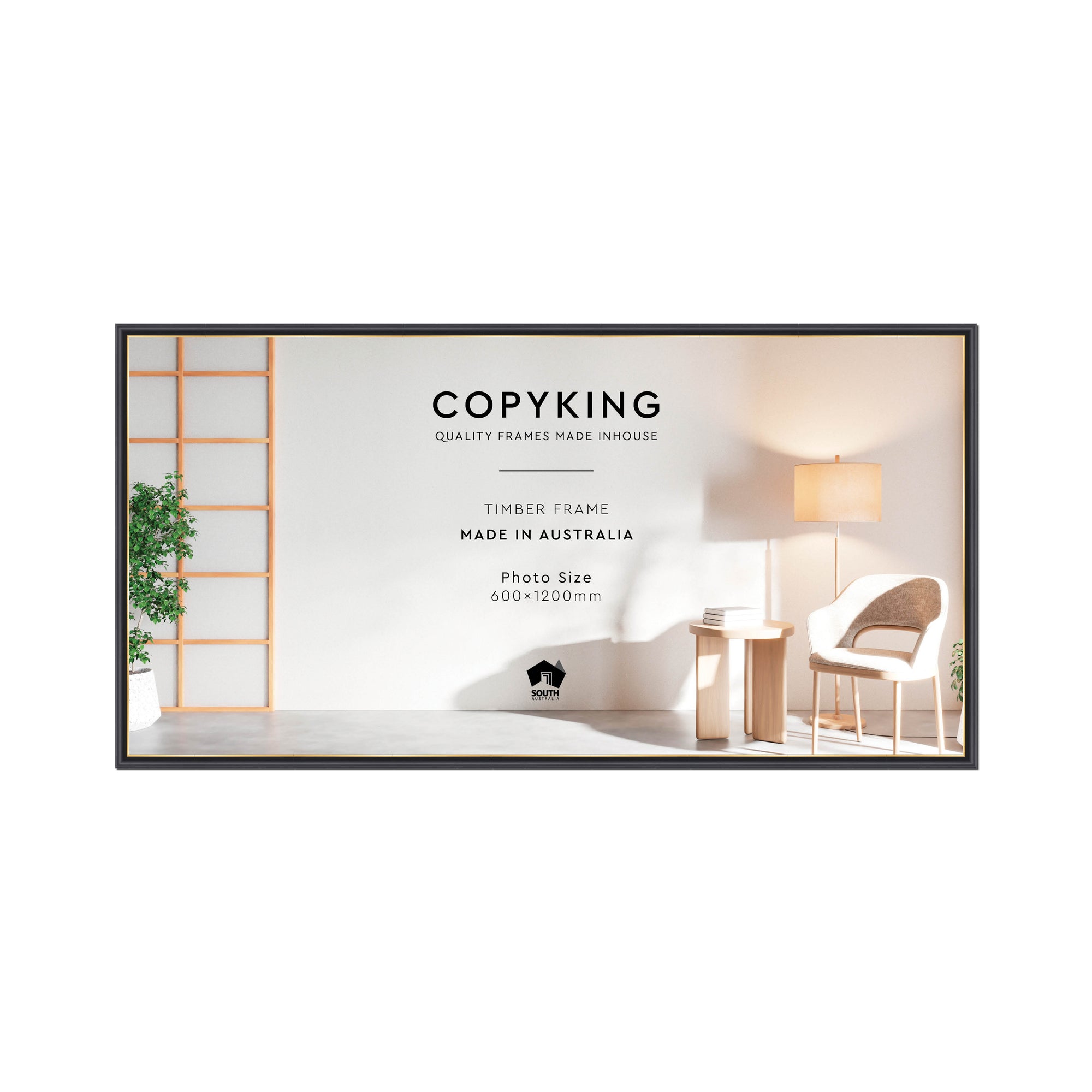 Black/Gold 20mm Wood Panoramic Photo Frame - 60cm x 120cm