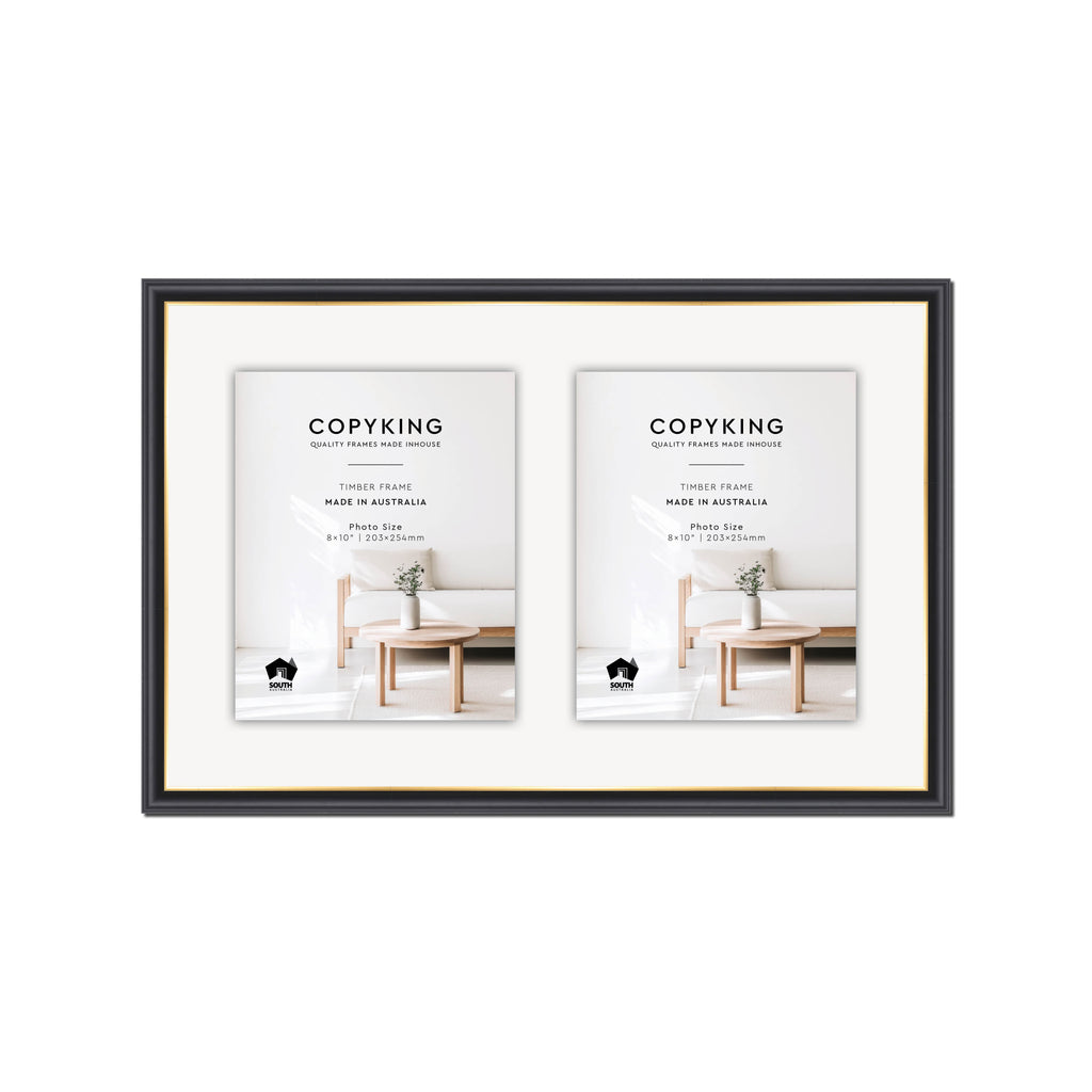 Black/Gold 20mm Wood Collage Photo Frame - 14" x 22" - 2 Photos (8" x 10")