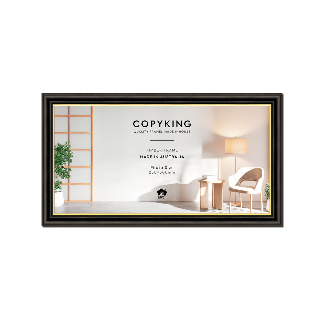 Black/Gold 30mm Wood Panoramic Photo Frame - 25cm x 50cm