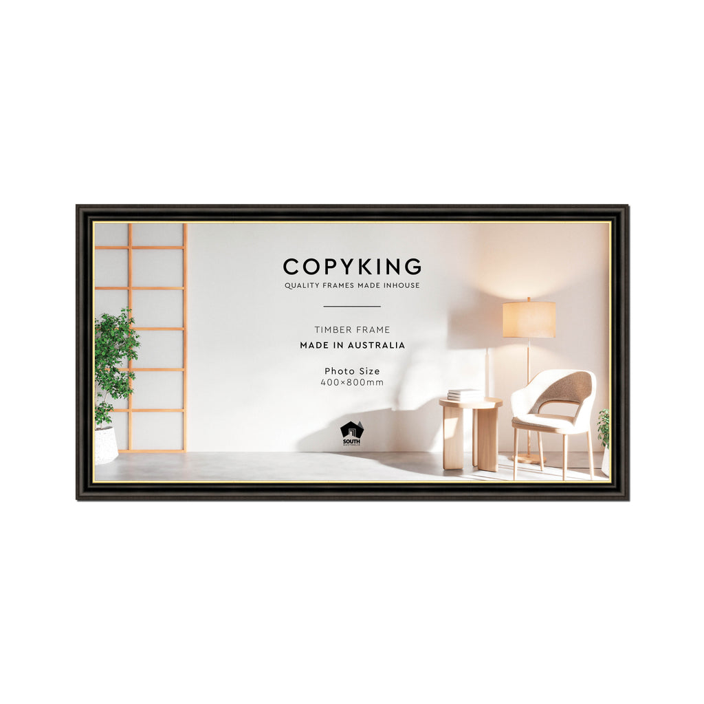 Black/Gold 30mm Wood Panoramic Photo Frame - 40cm x 80cm