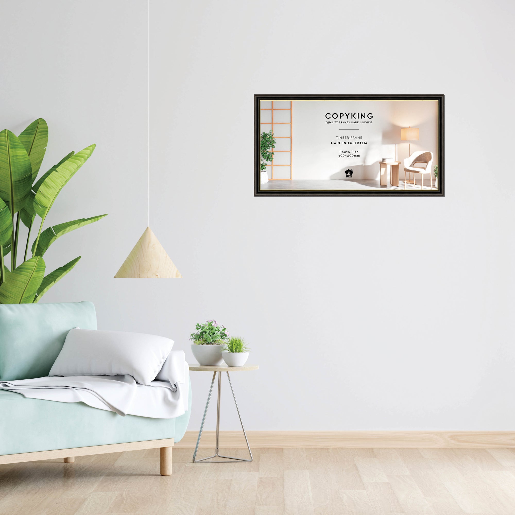 Black/Gold 30mm Wood Panoramic Photo Frame - 40cm x 80cm
