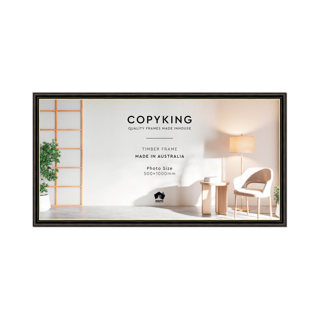 Black/Gold 30mm Wood Panoramic Photo Frame - 50cm x 100cm