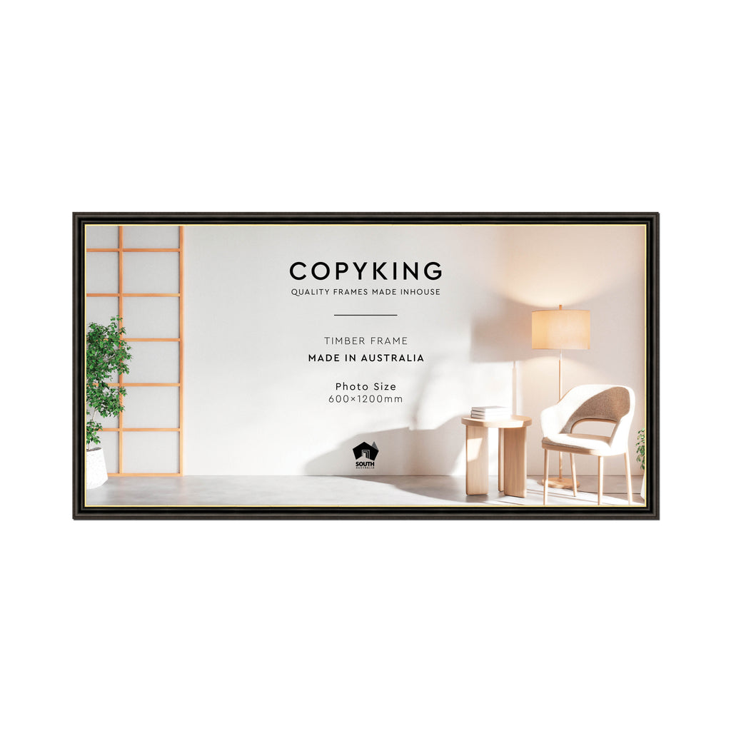 Black/Gold 30mm Wood Panoramic Photo Frame - 60cm x 120cm