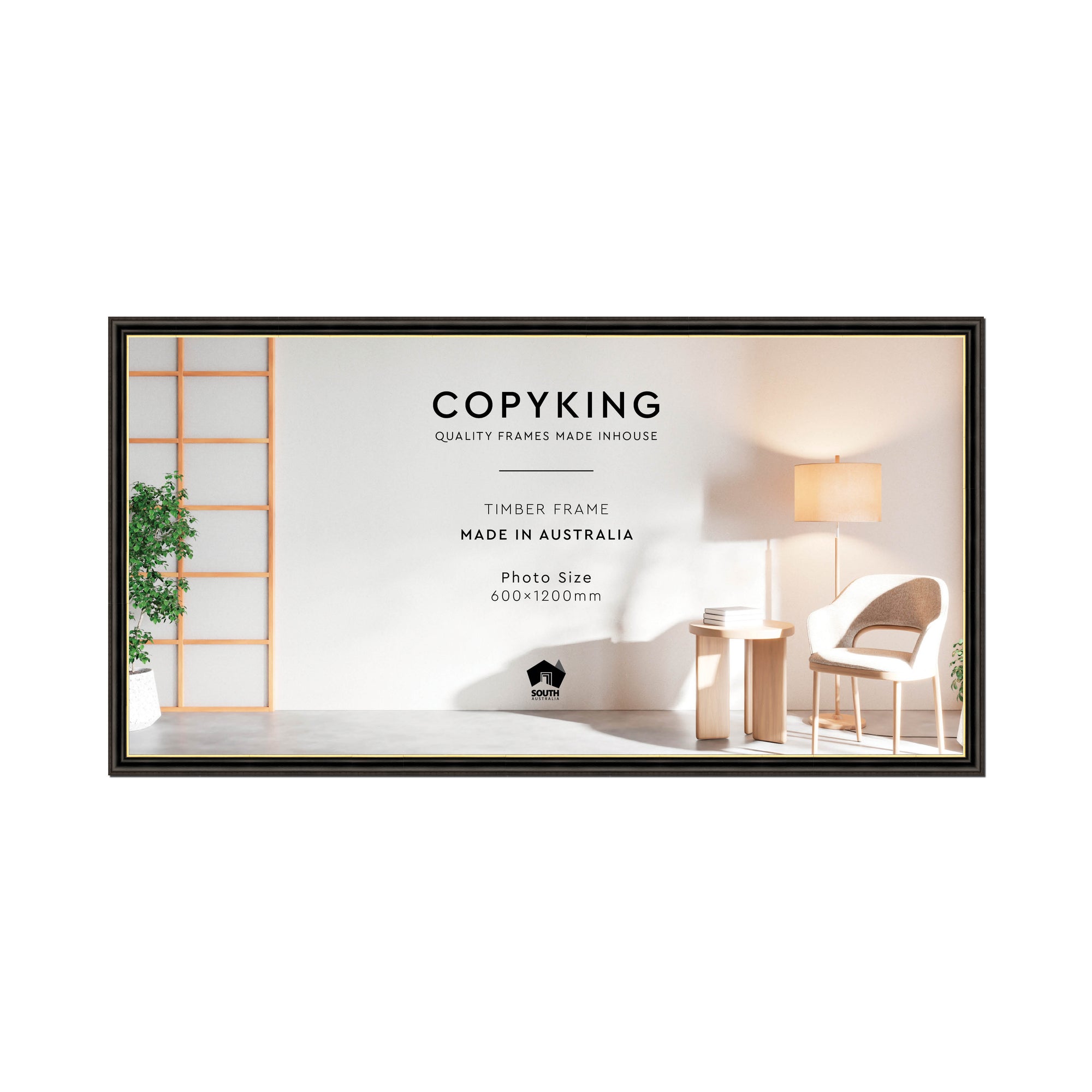 Black/Gold 30mm Wood Panoramic Photo Frame - 60cm x 120cm