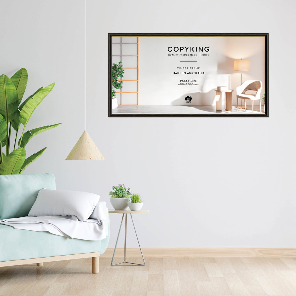 Black/Gold 30mm Wood Panoramic Photo Frame - 60cm x 120cm