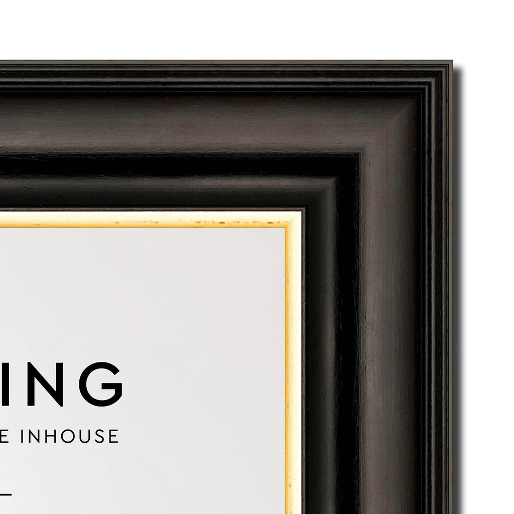 Black/Gold 50mm Wood Collage Photo Frame - 12" x 24" - 3 Photos (6" x 8")