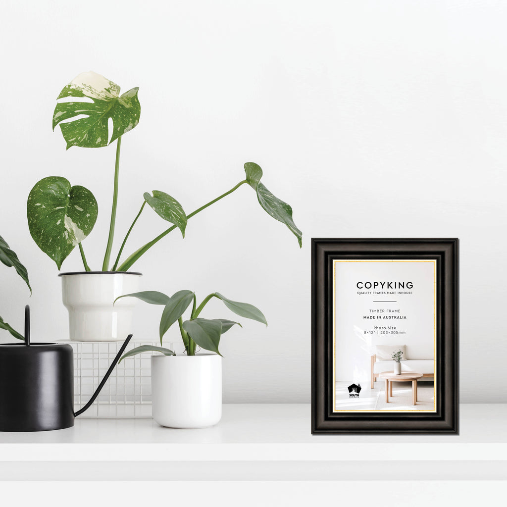Black/Gold 50mm Wood Photo Frame - 8" x 12" (203mm x 305mm)