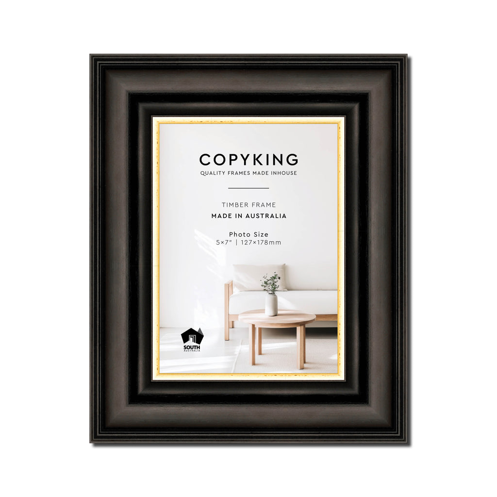 Black/Gold 50mm Wood Photo Frame - 5" x 7" (127mm x 178mm)