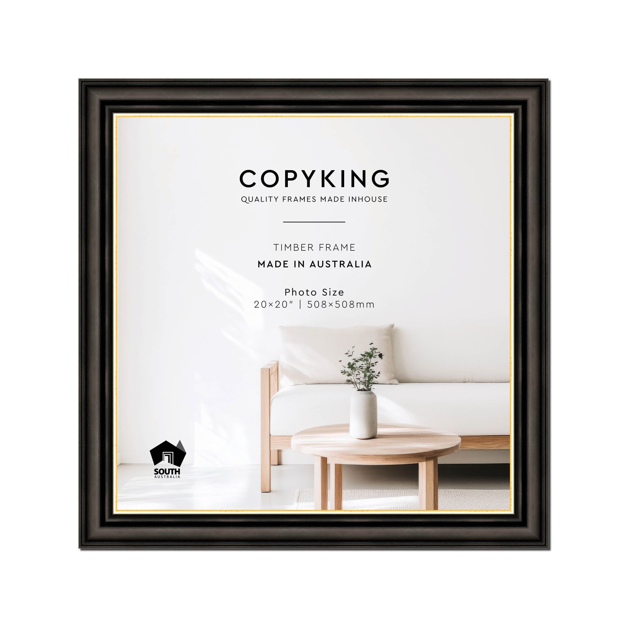 Black/Gold 50mm Wood Square Photo Frame - 20" x 20" (508mm x 508mm)
