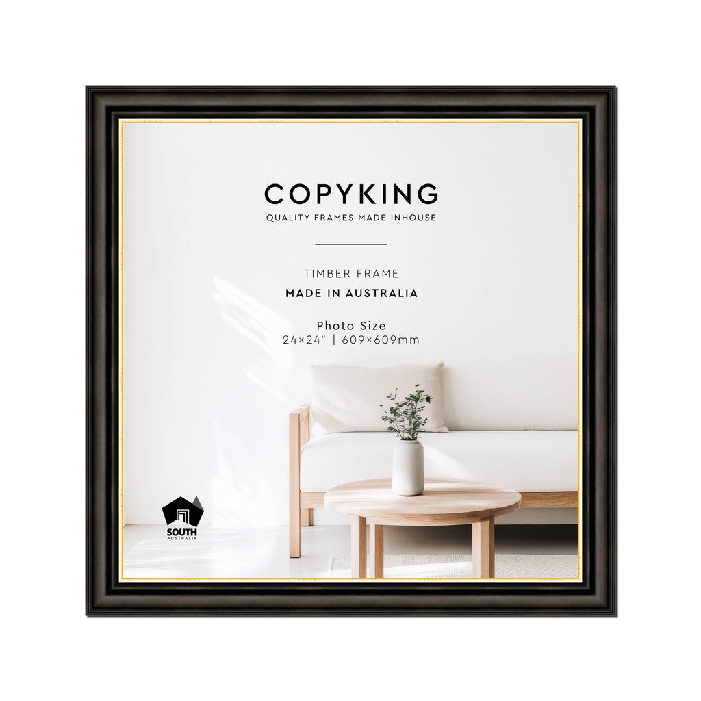 Black/Gold 50mm Wood Square Photo Frame - 24" x 24" (609mm x 609mm)