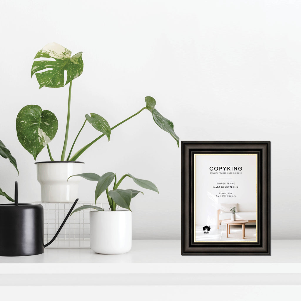 Black/Gold 50mm Wood Poster Frame - A4 (210mm x 297mm)