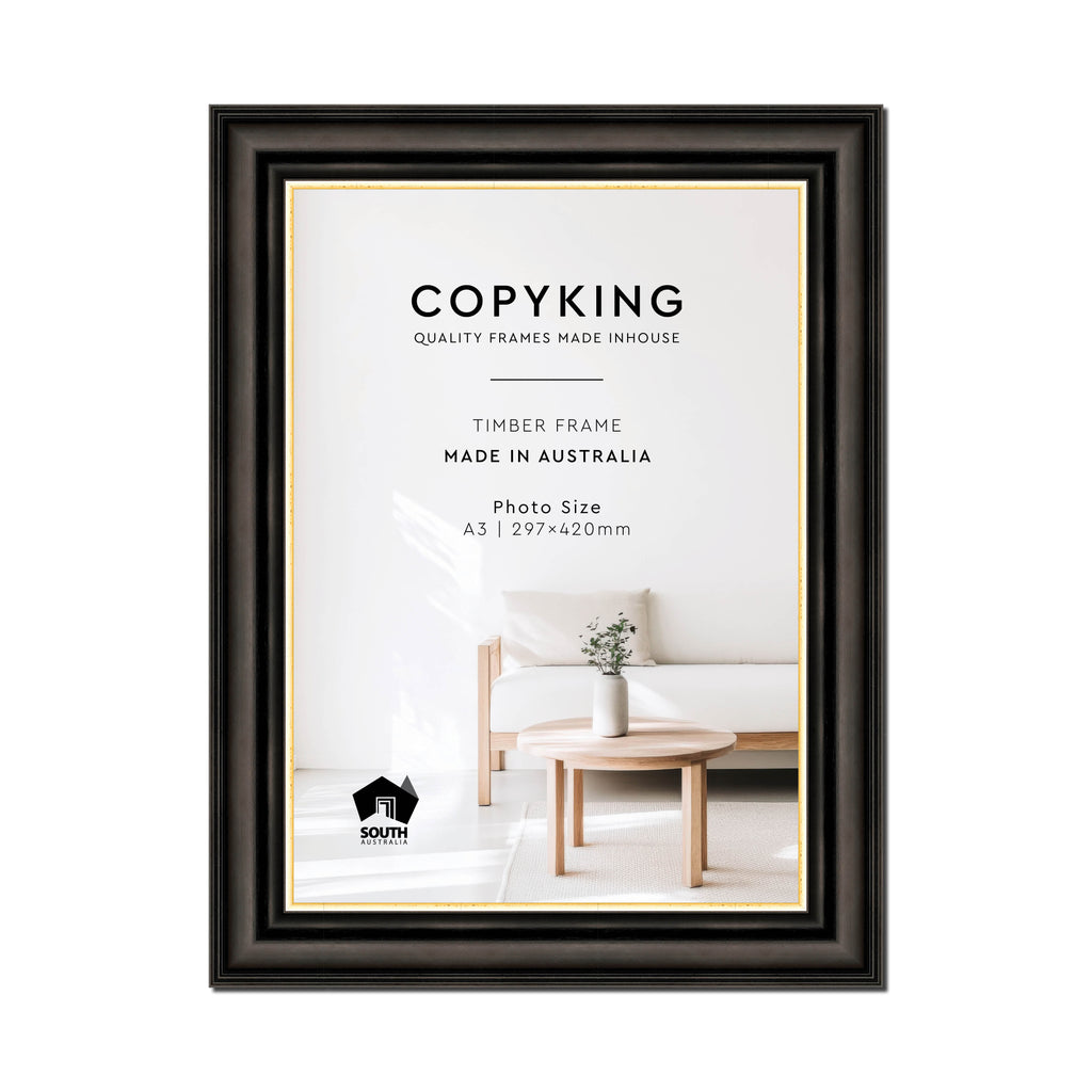 Black/Gold 50mm Wood Poster Frame - A3 (297mm x 420mm)