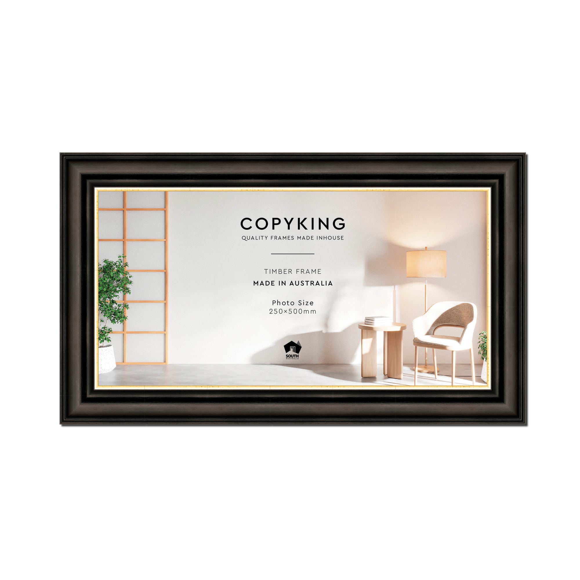 Black/Gold 50mm Wood Panoramic Photo Frame - 25cm x 50cm