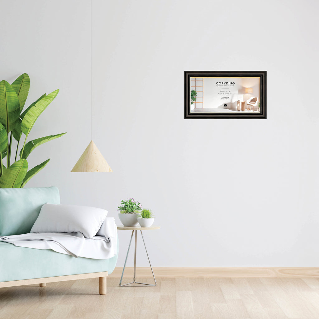 Black/Gold 50mm Wood Panoramic Photo Frame - 25cm x 50cm
