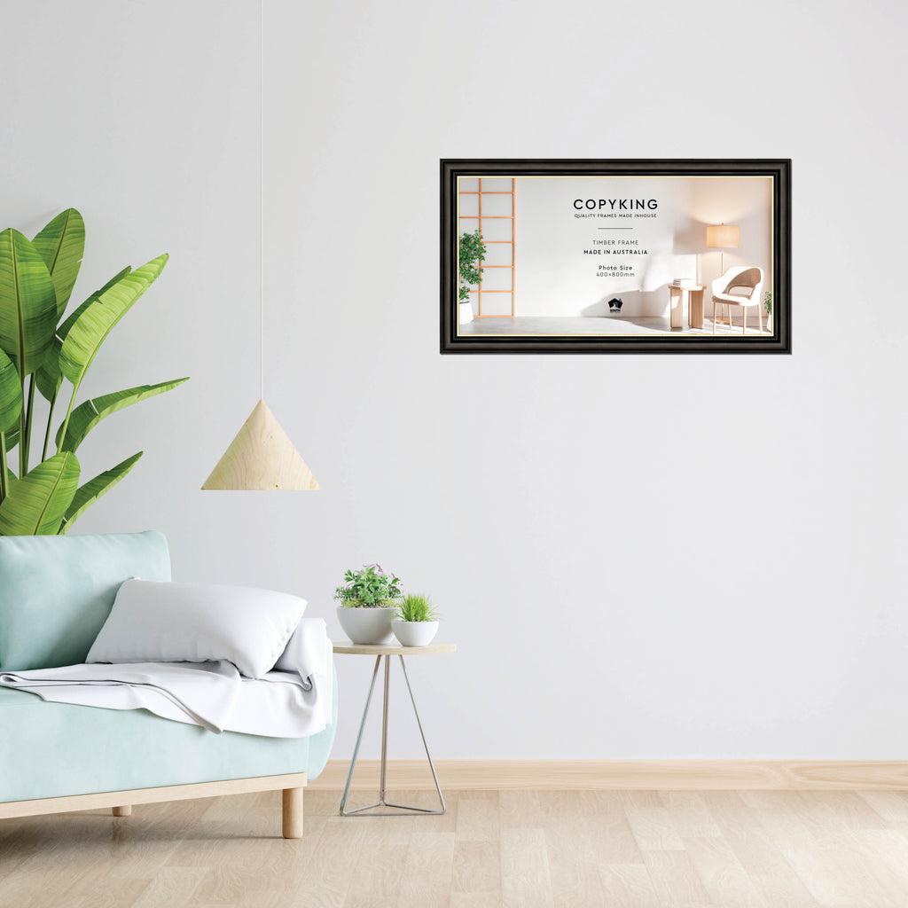 Black/Gold 50mm Wood Panoramic Photo Frame - 40cm x 80cm