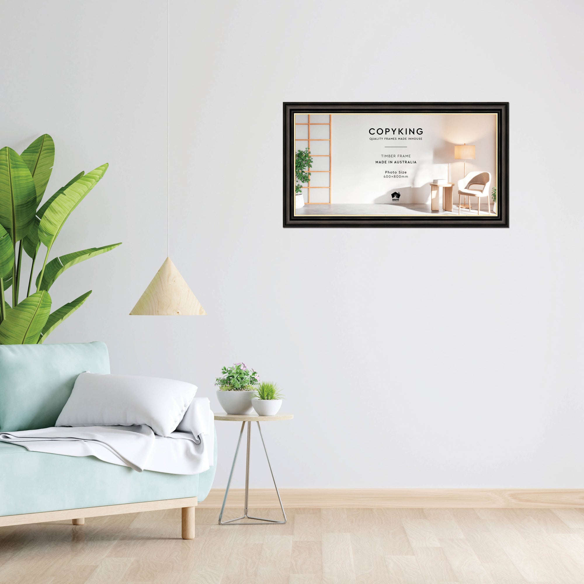 Black/Gold 50mm Wood Panoramic Photo Frame - 40cm x 80cm