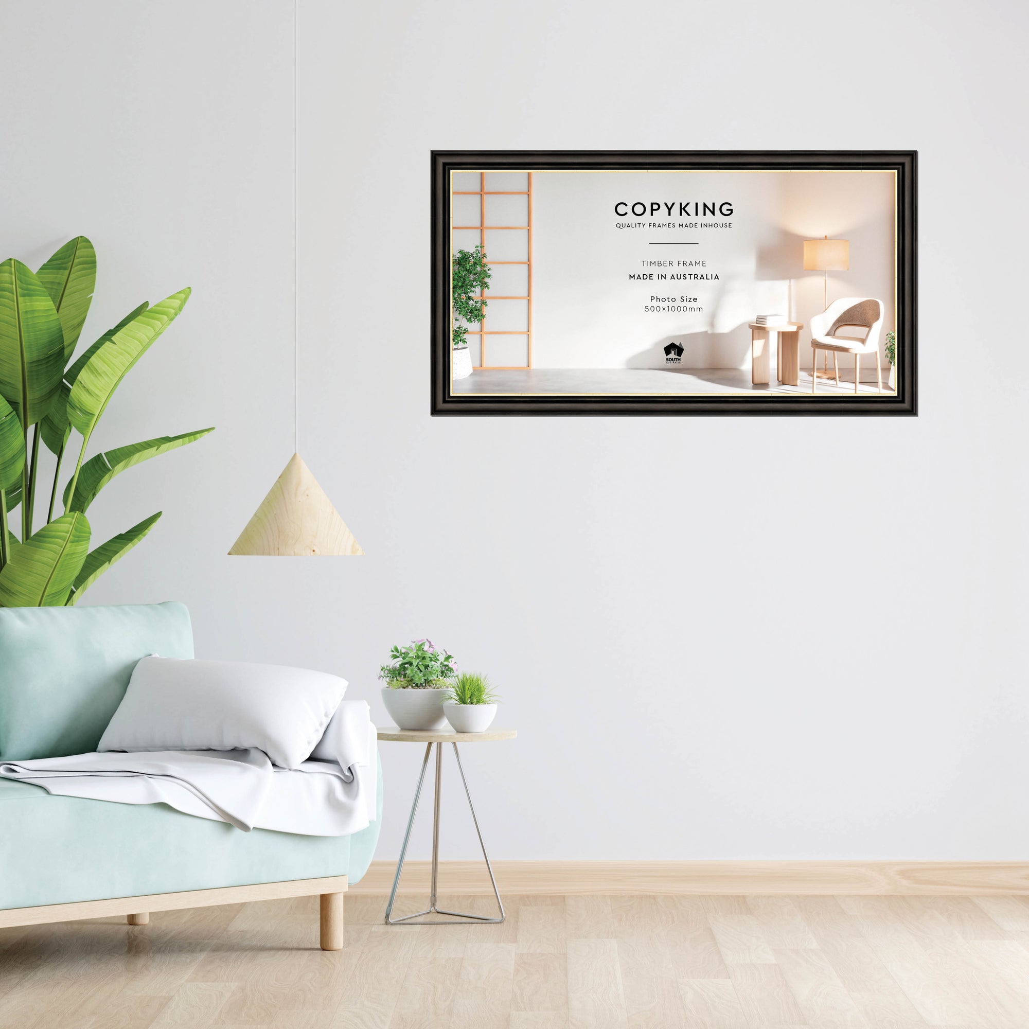 Black/Gold 50mm Wood Panoramic Photo Frame - 50cm x 100cm