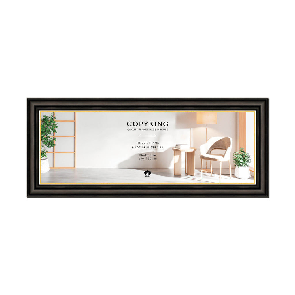 Black/Gold 50mm Wood Panoramic Photo Frame - 25cm x 75cm