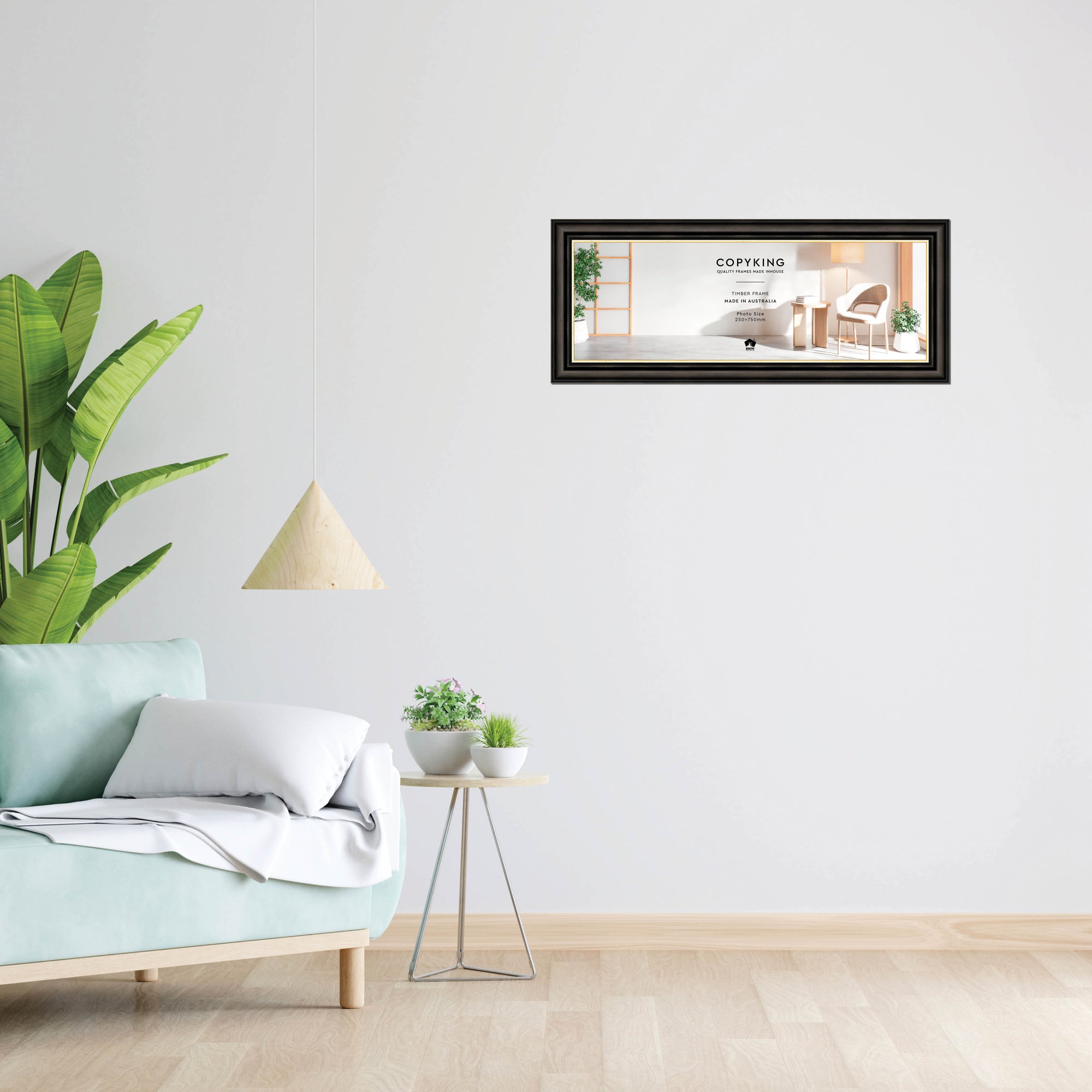Black/Gold 50mm Wood Panoramic Photo Frame - 25cm x 75cm