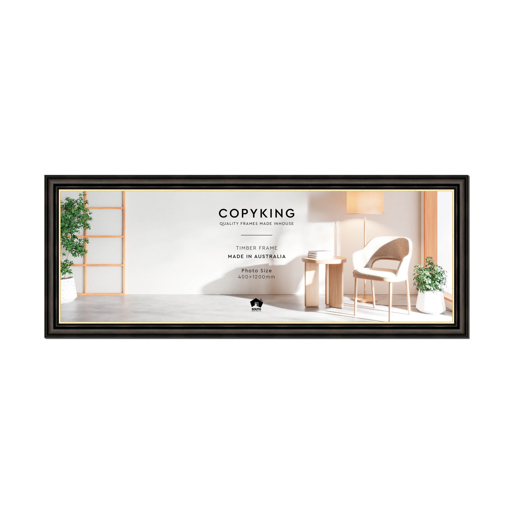 Black/Gold 50mm Wood Panoramic Photo Frame - 40cm x 120cm