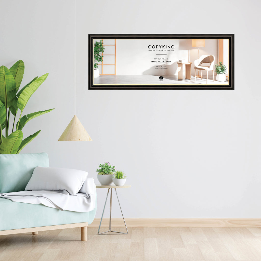 Black/Gold 50mm Wood Panoramic Photo Frame - 40cm x 120cm