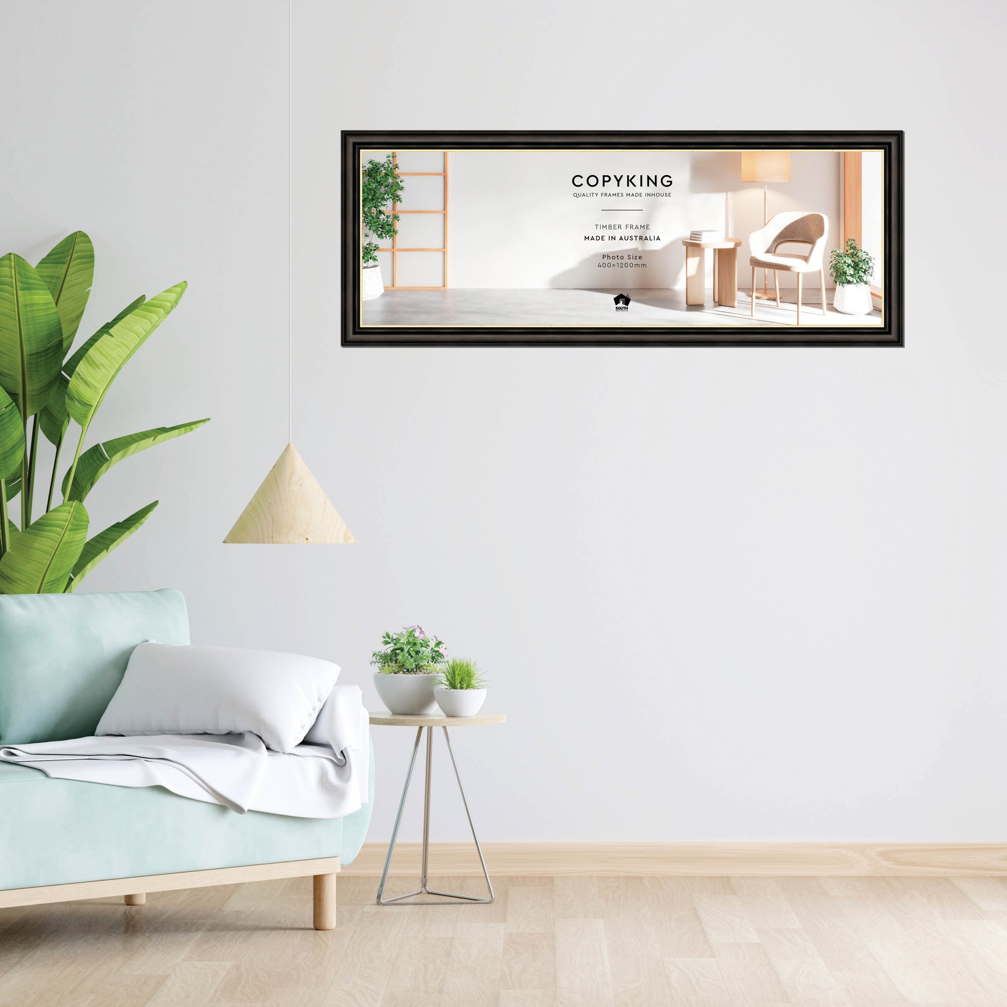 Black/Gold 50mm Wood Panoramic Photo Frame - 40cm x 120cm