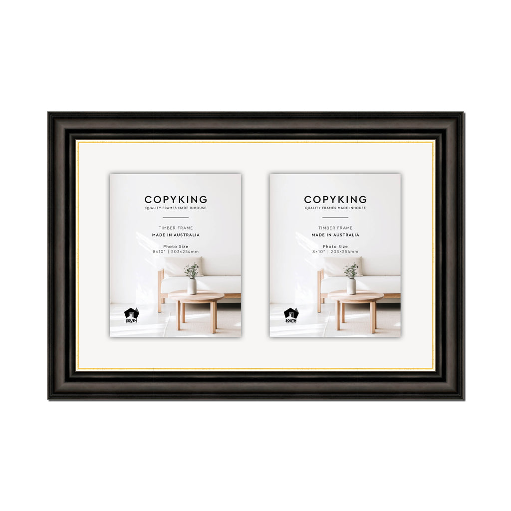 Black/Gold 50mm Wood Collage Photo Frame - 14" x 22" - 2 Photos (8" x 10")