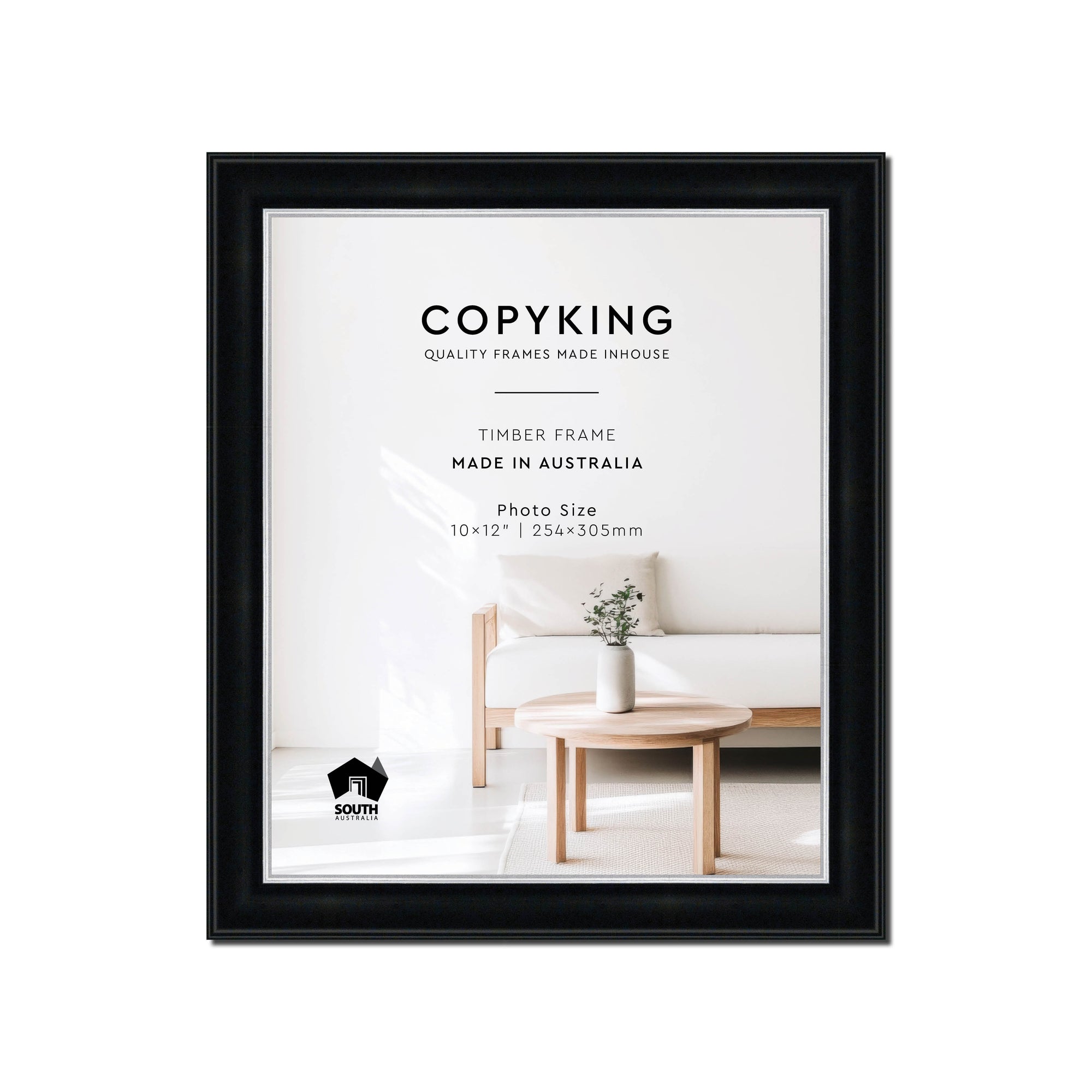 Black/Silver 30mm Wood Photo Frame - 10" x 12" (254mm x 305mm)