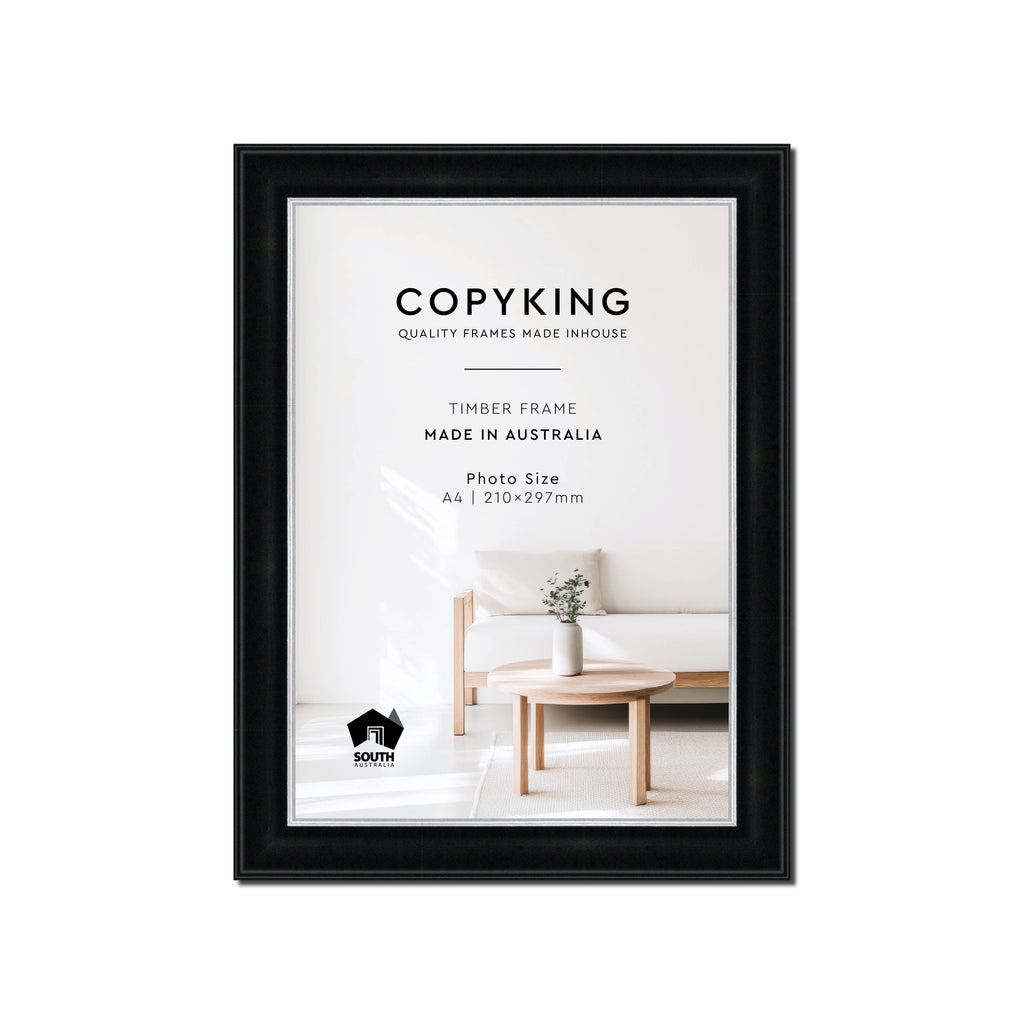 Black/Silver 30mm Wood Poster Frame - A4 (210mm x 297mm)
