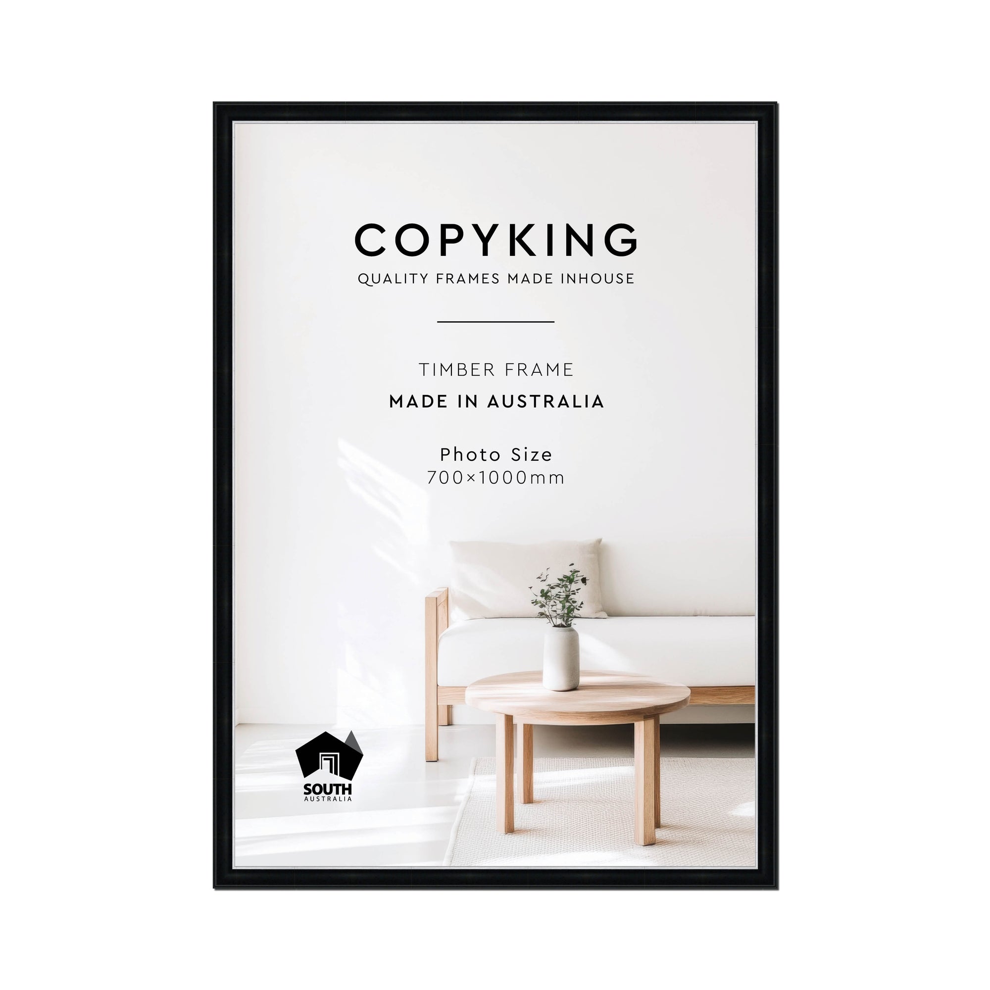 Black/Silver 30mm Wood Poster Frame - 70cm x 100cm