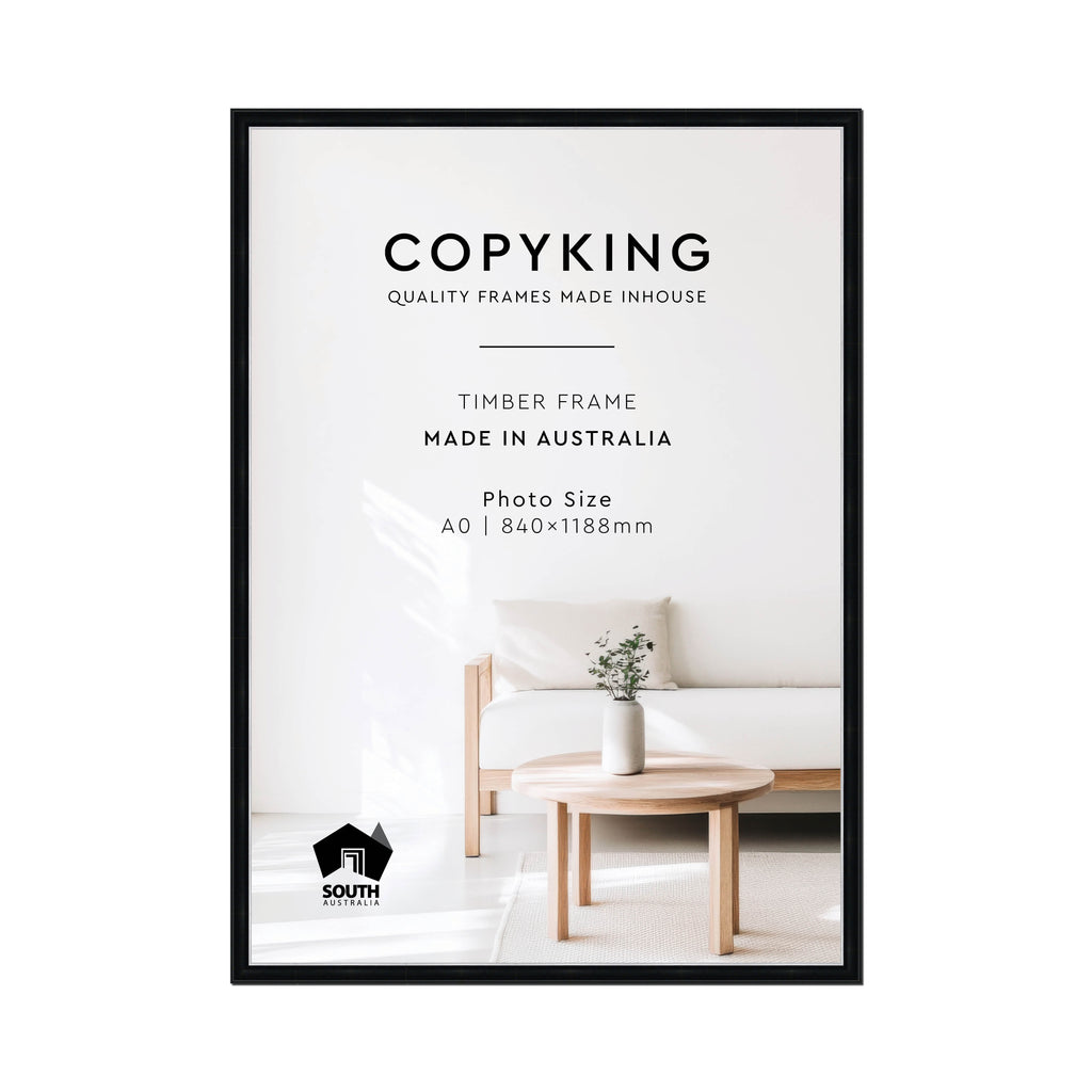 Black/Silver 30mm Wood Poster Frame - A0 (840mm x 1188mm)