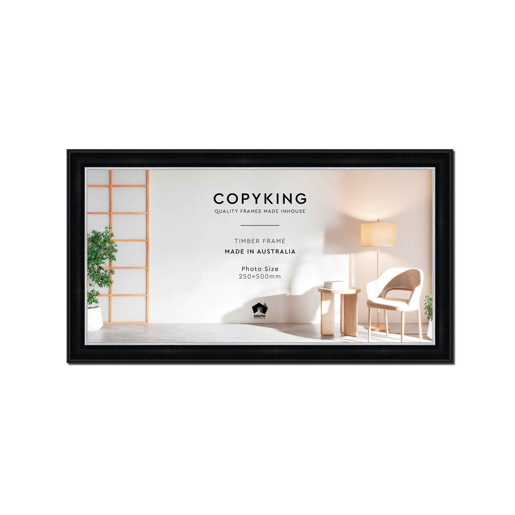 Black/Silver 30mm Wood Panoramic Photo Frame - 25cm x 50cm