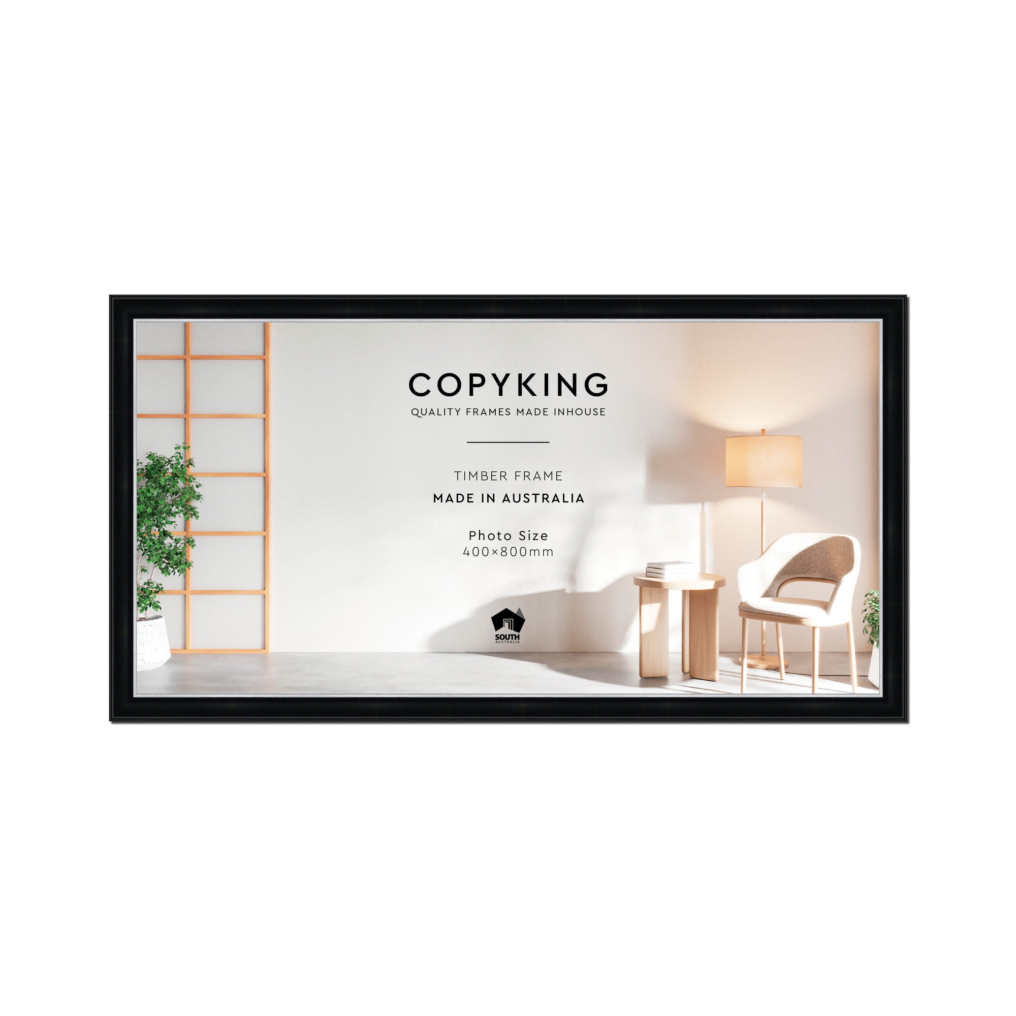 Black/Silver 30mm Wood Panoramic Photo Frame - 40cm x 80cm