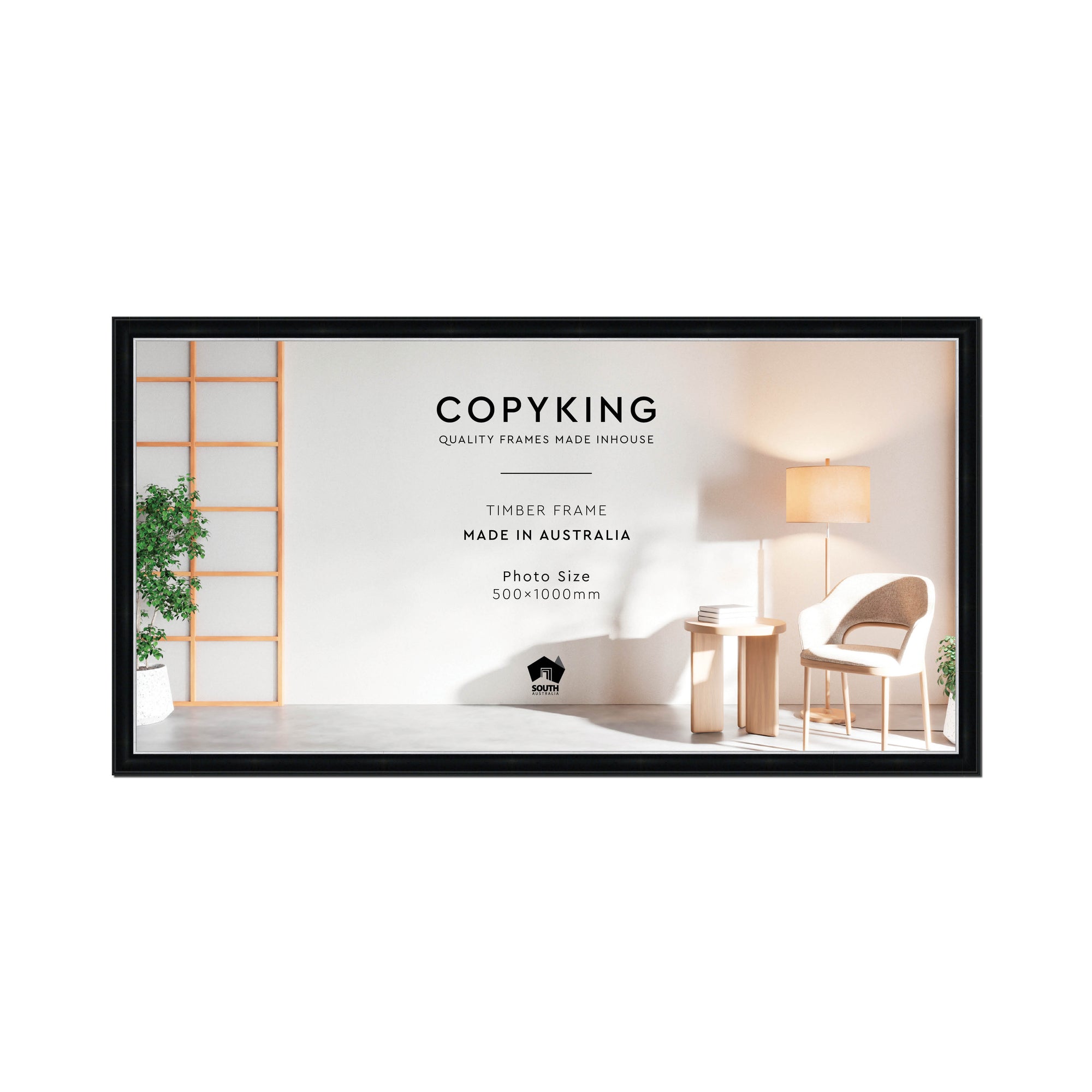 Black/Silver 30mm Wood Panoramic Photo Frame - 50cm x 100cm