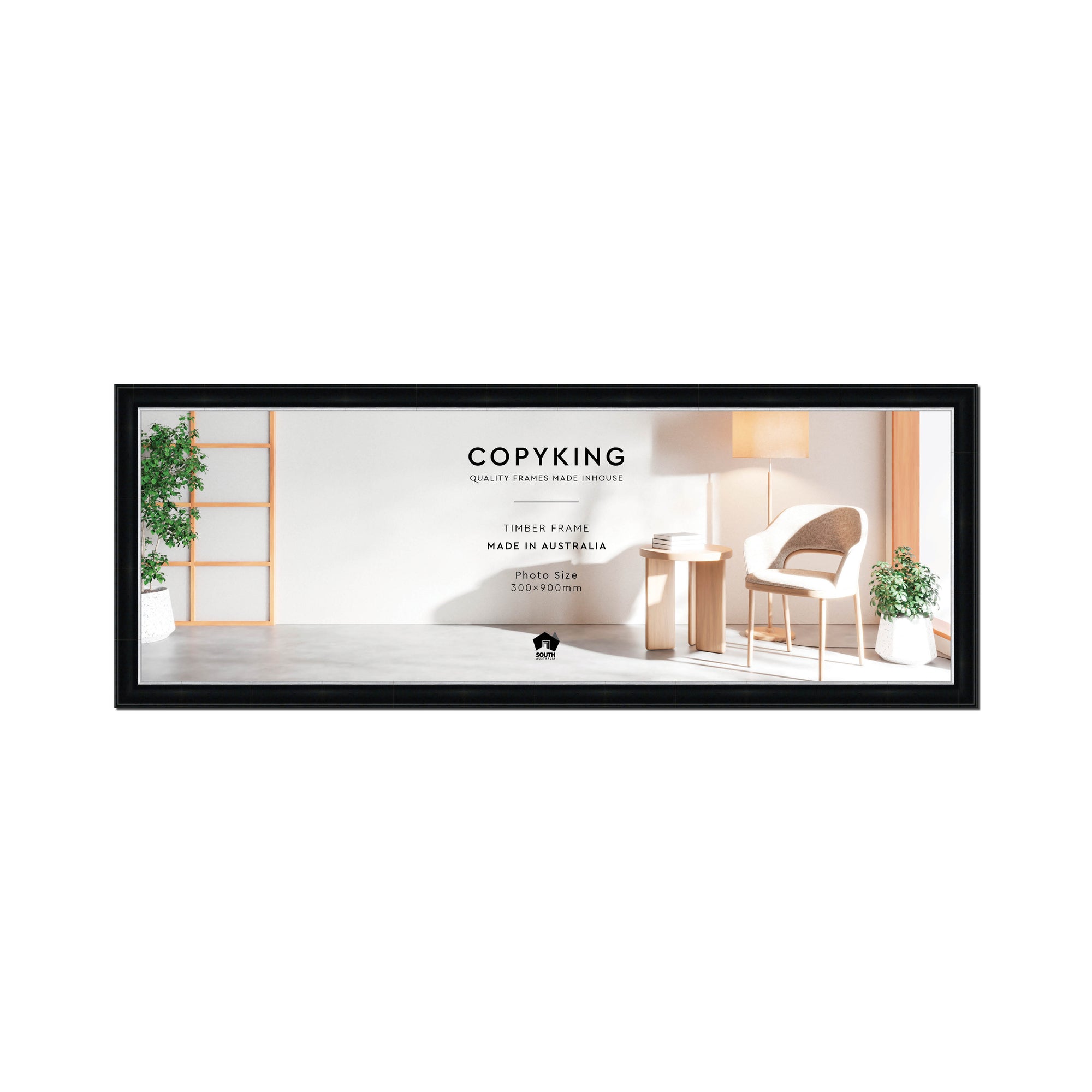 Black/Silver 30mm Wood Panoramic Photo Frame - 30cm x 90cm