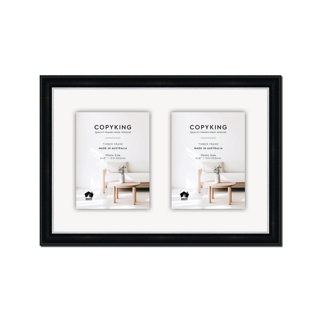 Black/Silver 30mm Wood Collage Photo Frame - 12" x 18" - 2 Photos (6" x 8")