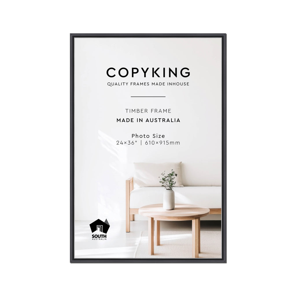 Black/Silver 20mm Wood Photo Frame - 24" x 36" (610mm x 915mm)