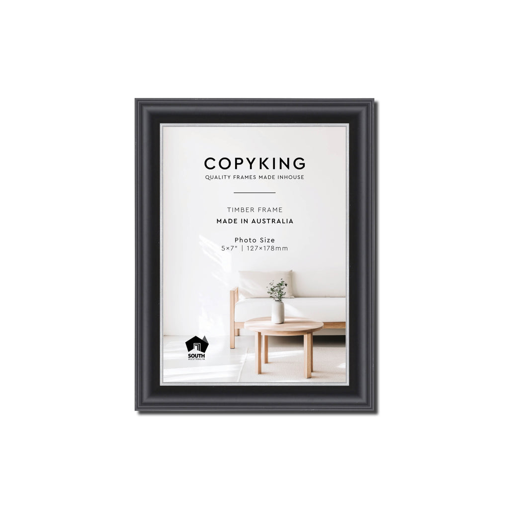 Black/Silver 20mm Wood Photo Frame - 5" x 7" (127mm x 178mm)