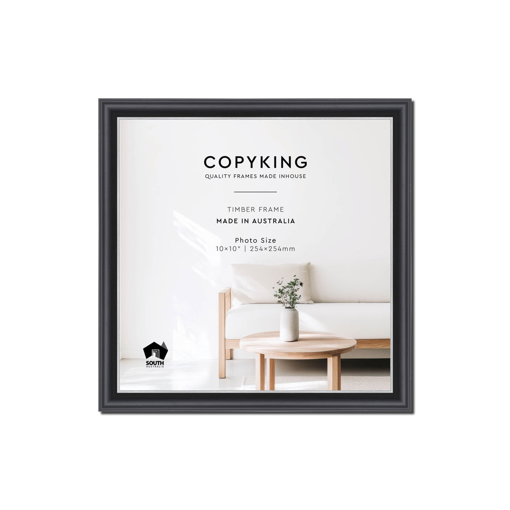Black/Silver 20mm Wood Square Photo Frame - 10" x 10" (254mm x 254mm)