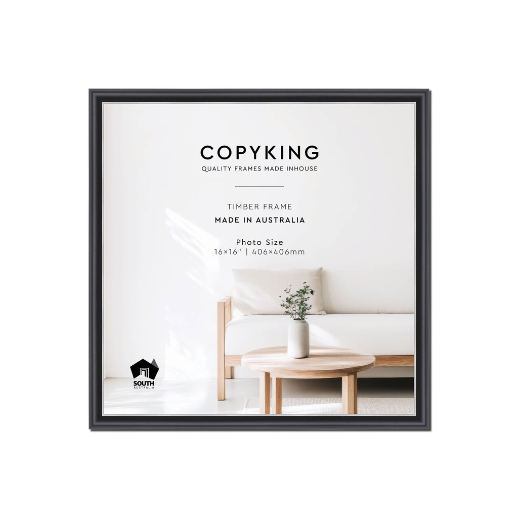Black/Silver 20mm Wood Square Photo Frame - 16" x 16" (406mm x 406mm)