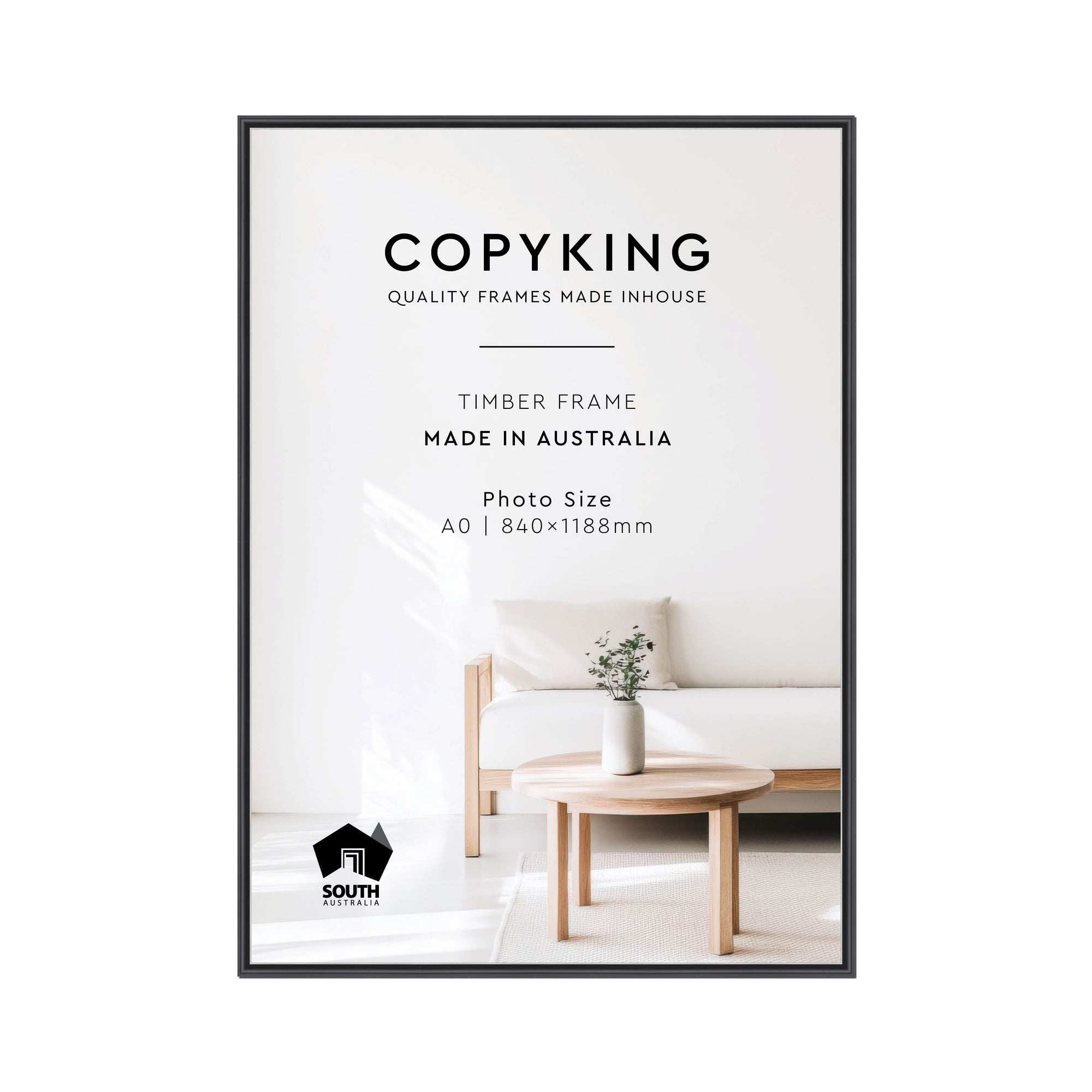 Black/Silver 20mm Wood Poster Frame - A0 (840mm x 1188mm)