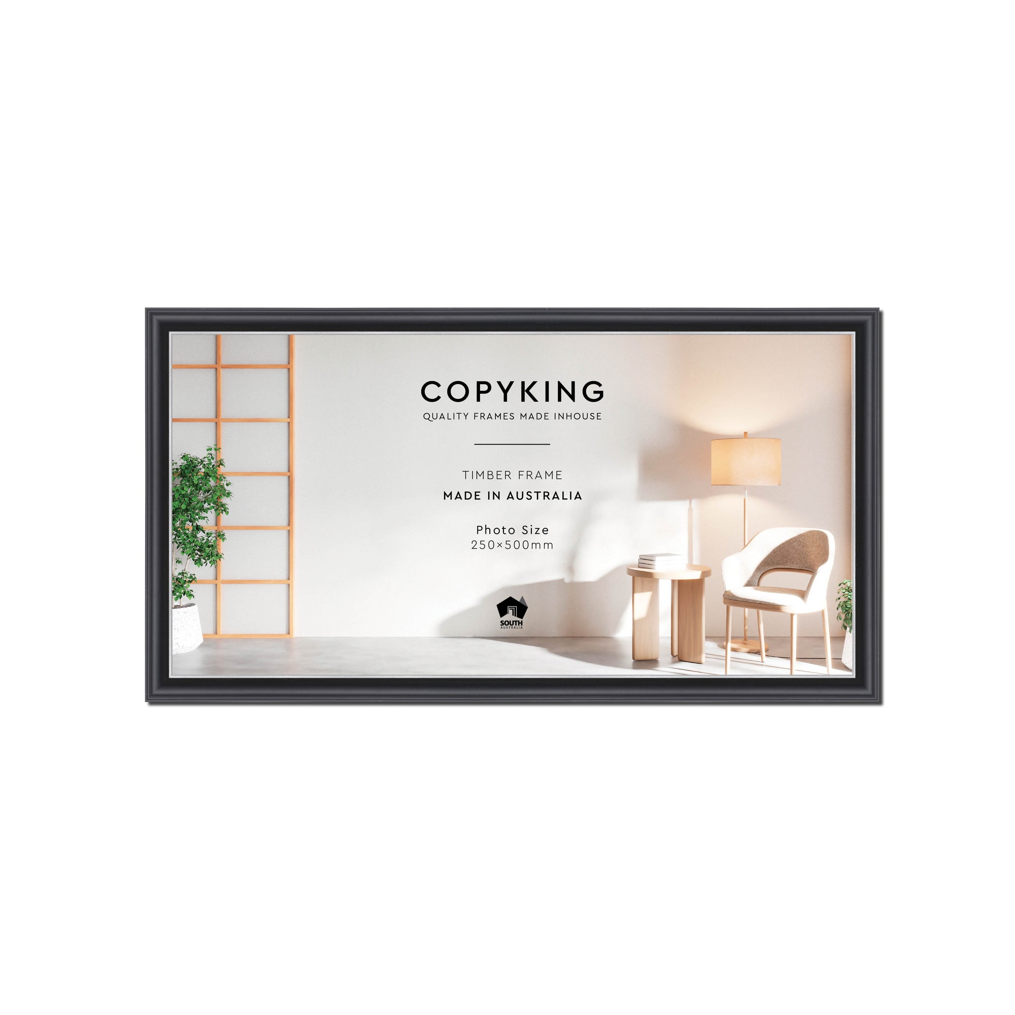 Black/Silver 20mm Wood Panoramic Photo Frame - 25cm x 50cm