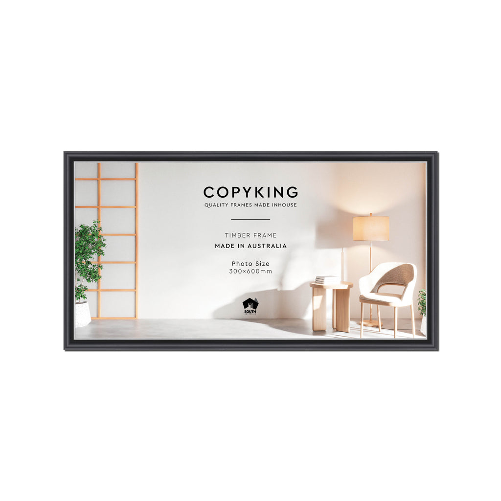 Black/Silver 20mm Wood Panoramic Photo Frame - 30cm x 60cm
