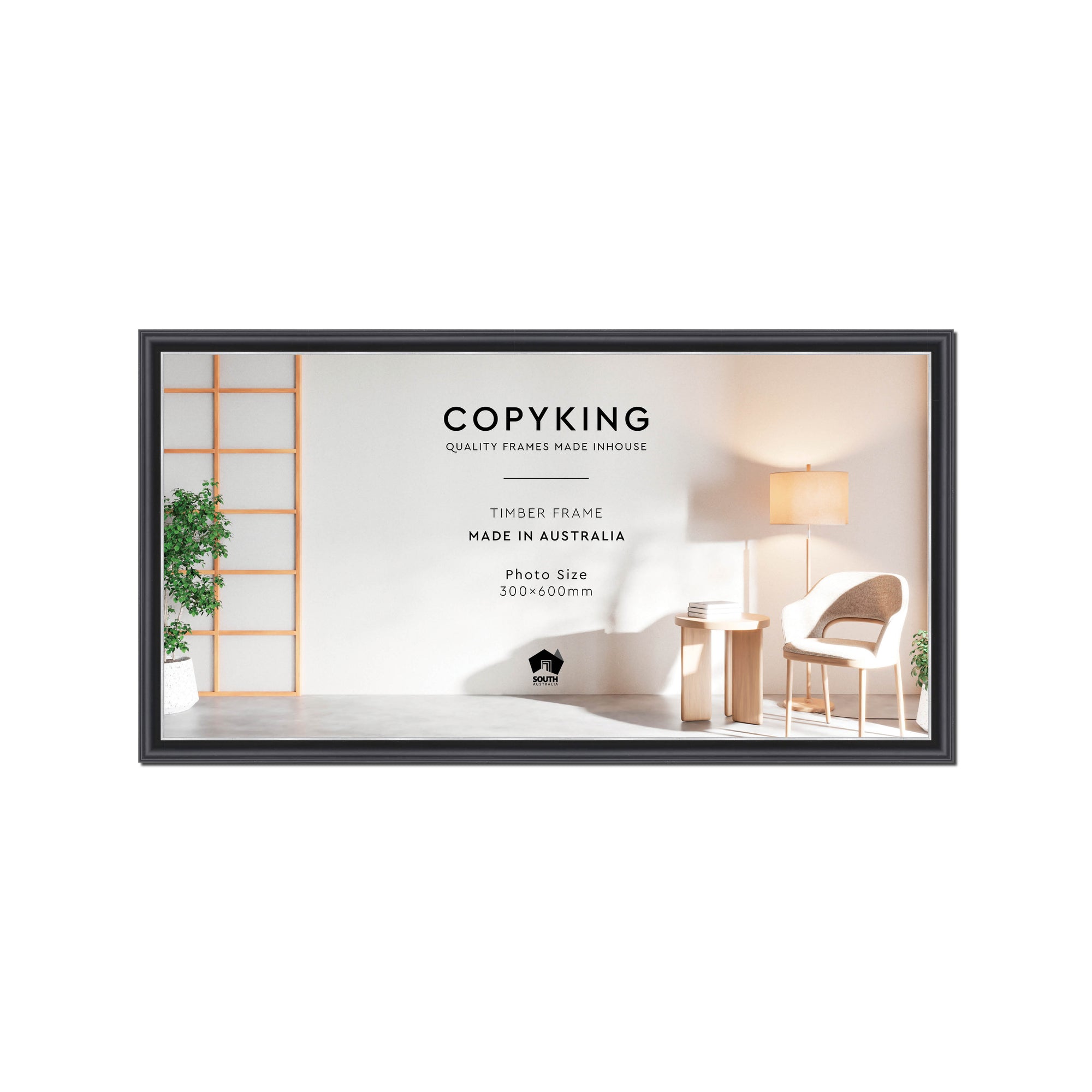 Black/Silver 20mm Wood Panoramic Photo Frame - 30cm x 60cm